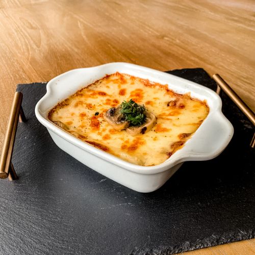 Lasagna de pollo y champignones